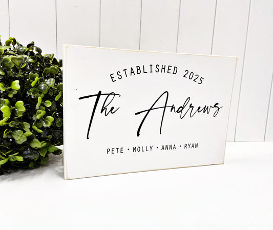 Custom Family Name Sign, Personalized Wood Sign with Last Name, Established sign